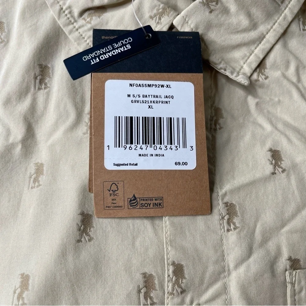 The North Face Bay Trail Jacquard SS Hiker Button Down Shirt - Size XL - NWT